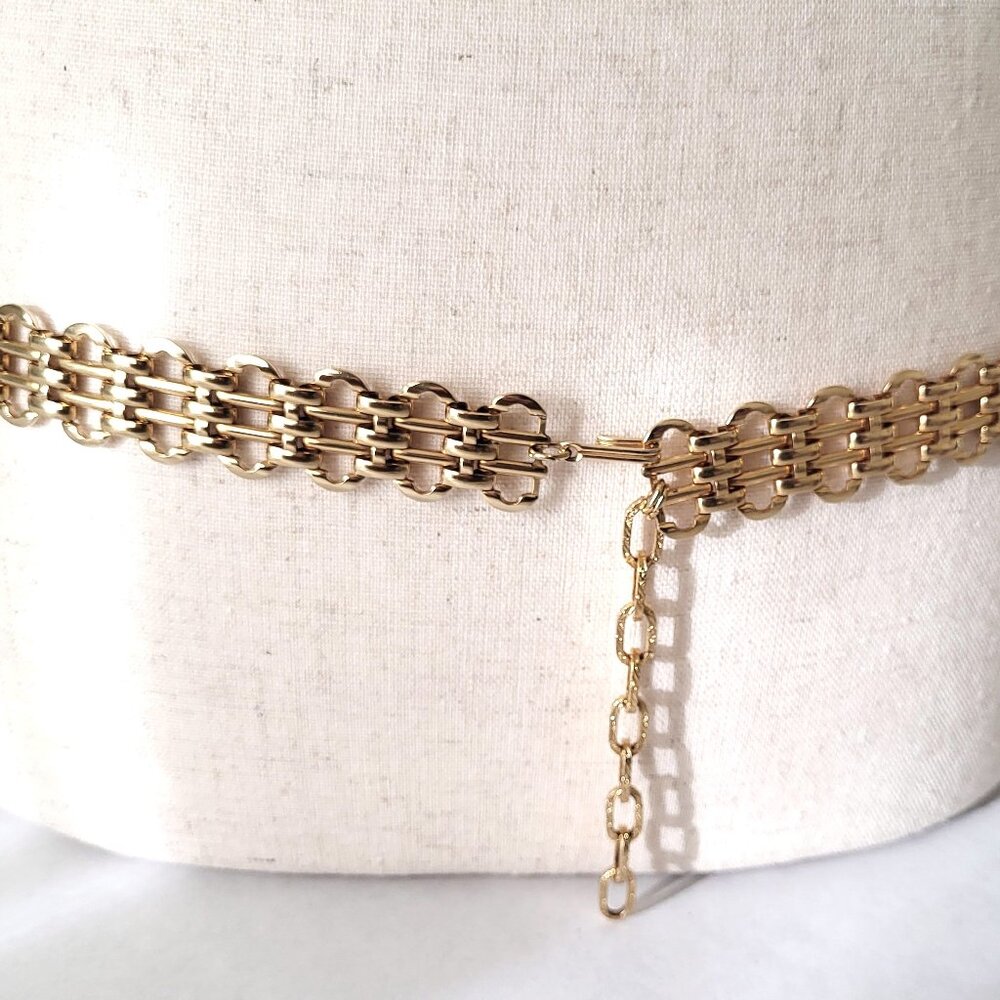 Vintage Gold Tone Chain Link Belt Hook Clasp 33" x 7/8" width
